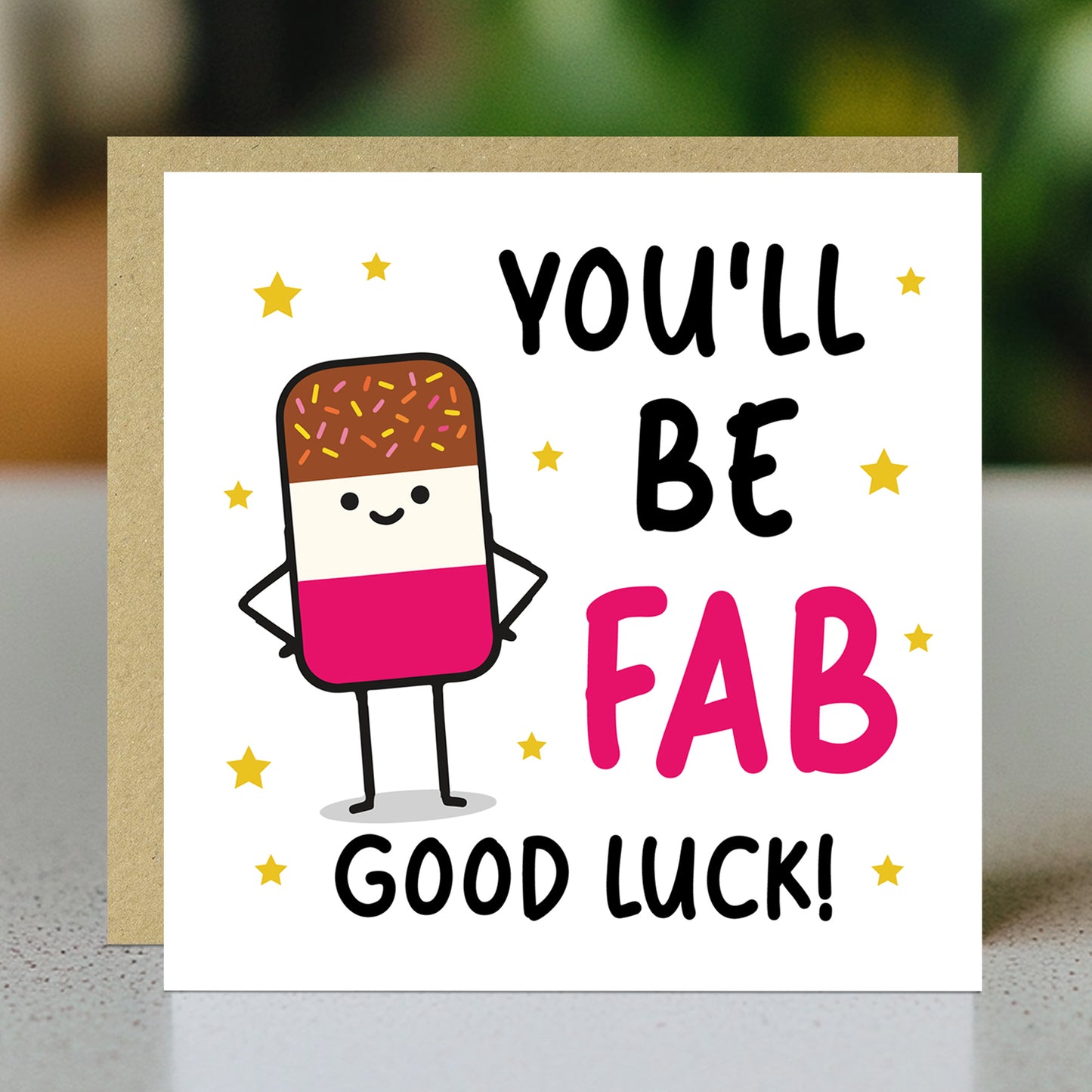YOU'LL BE FAB Good Luck Card With Kraft Envelope Good Luck Card