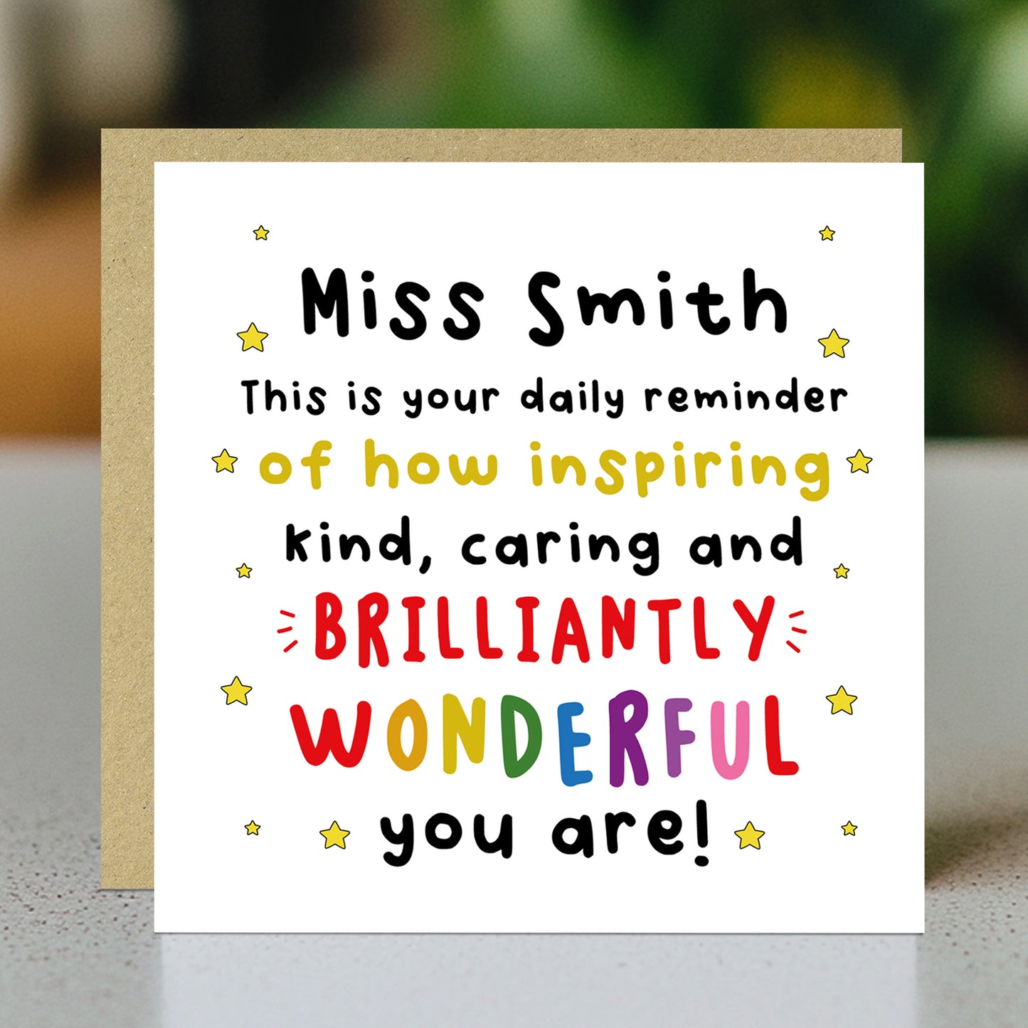 PERSONALISED Teacher Card Thank You Cards for Wonderful Teacher
