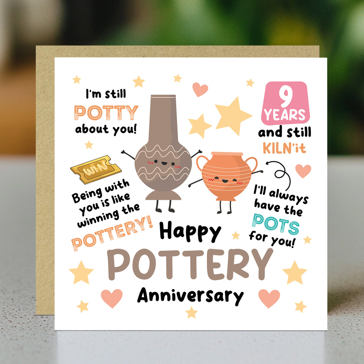 Happy Pottery Anniversary Card For Husband Wife 9th Anniversary