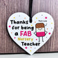 Nursery Teacher Gift Hanging Heart Thank You Gift FAB Teacher