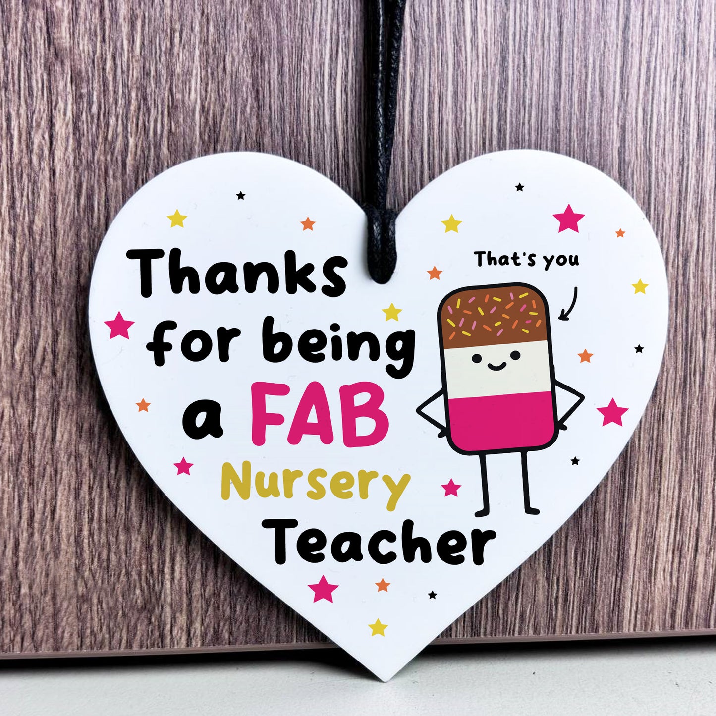 Nursery Teacher Gift Hanging Heart Thank You Gift FAB Teacher