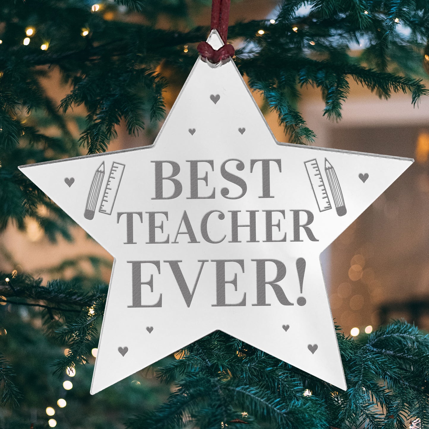 BEST TEACHER EVER Gift Acrylic Hanging Star Teacher Gifts