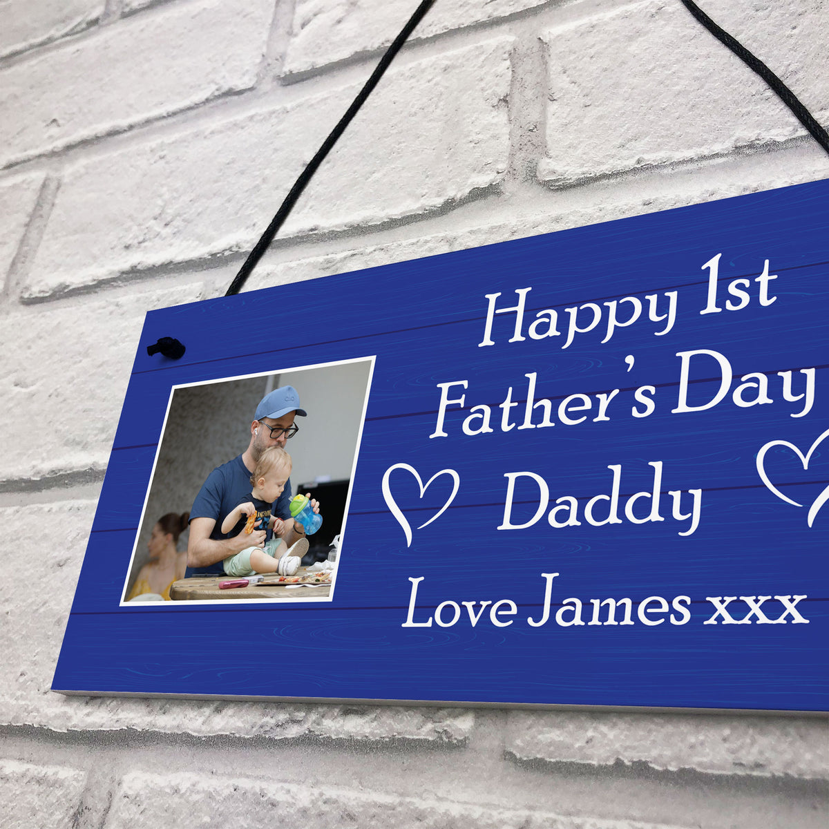 Happy 1st Fathers Day Daddy Gift From Daughter Son Hanging Sign