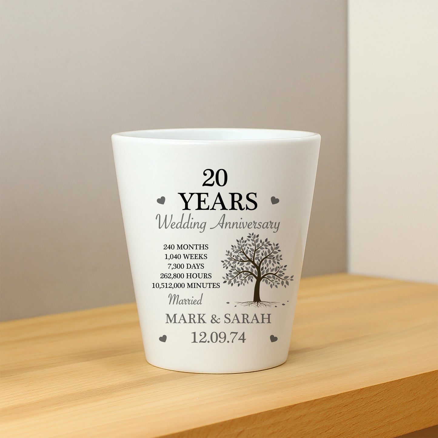 Personalised 20th Anniversary Gift Husband Wife Plant Pot