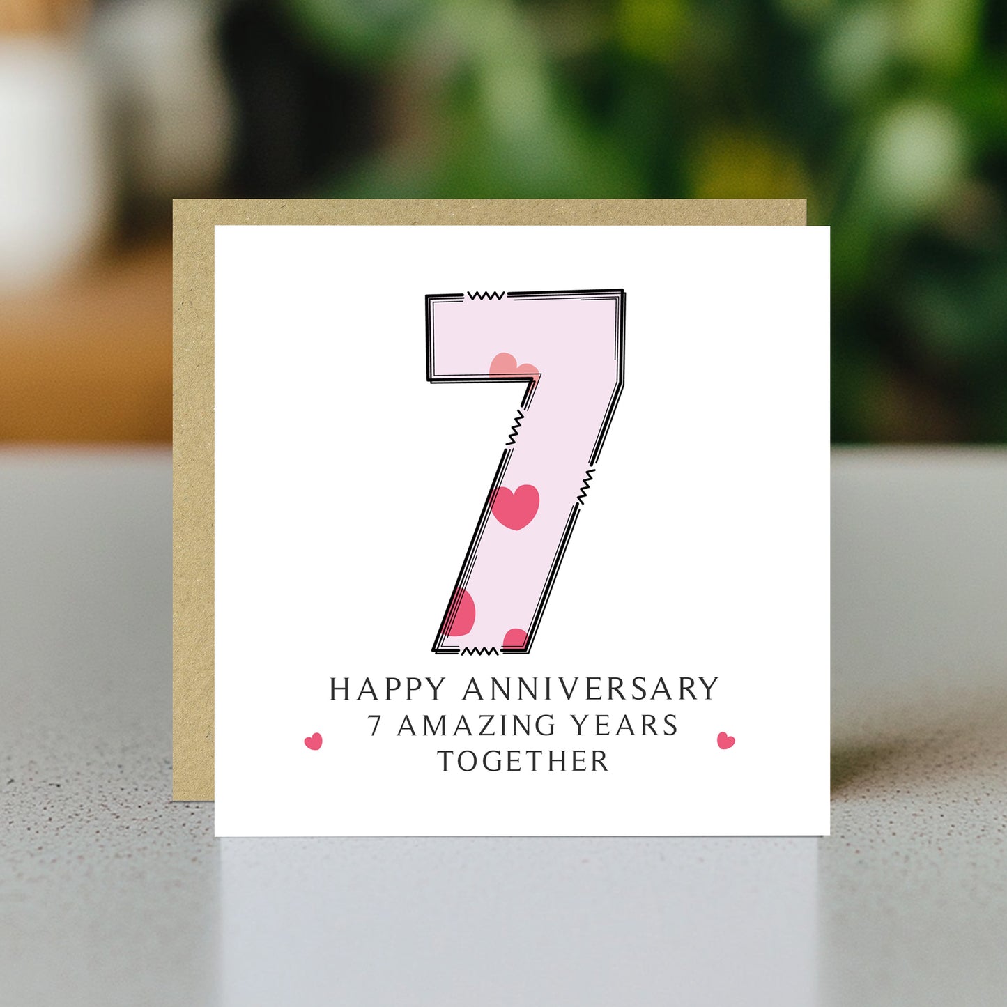 7th Wedding Anniversary Card With Envelope 7th Anniversary Cards