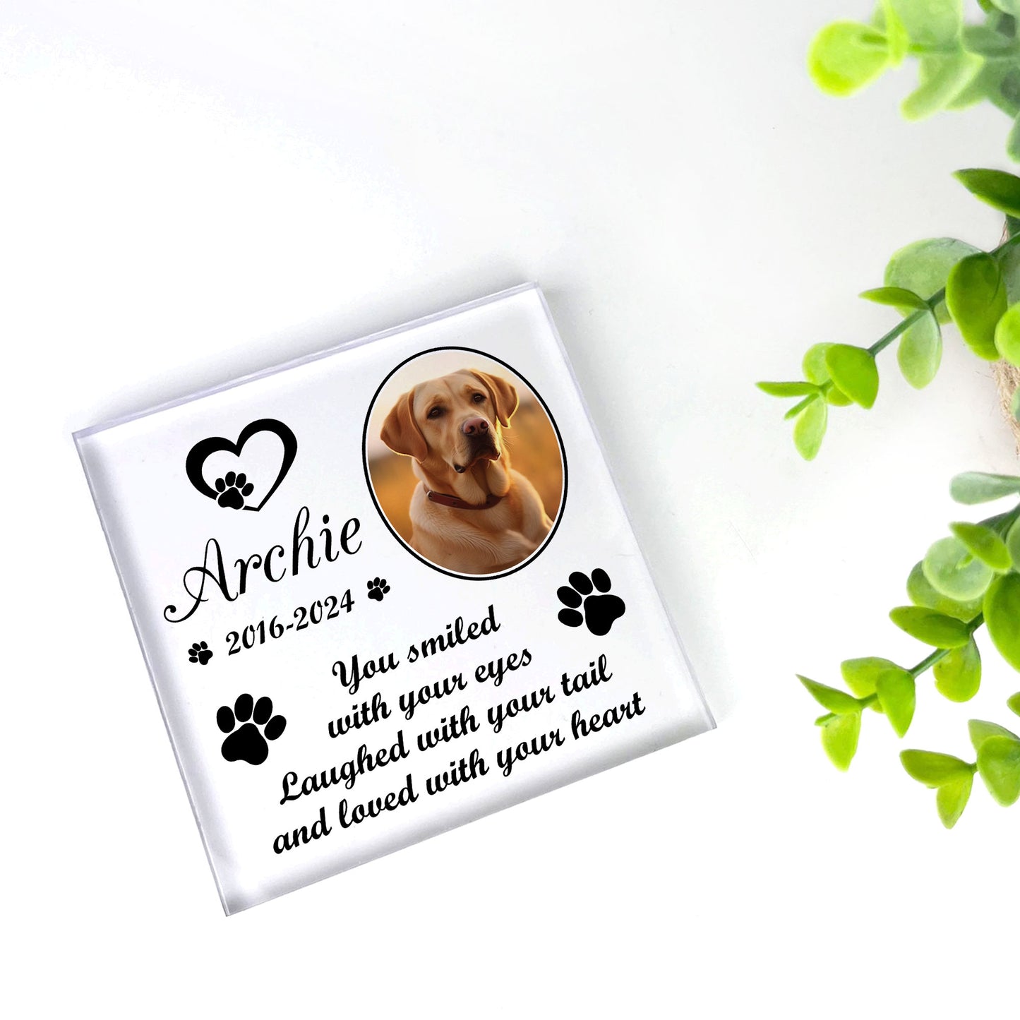 Freestanding Pet Memorial Plaque Photo Printed Personalised Dog