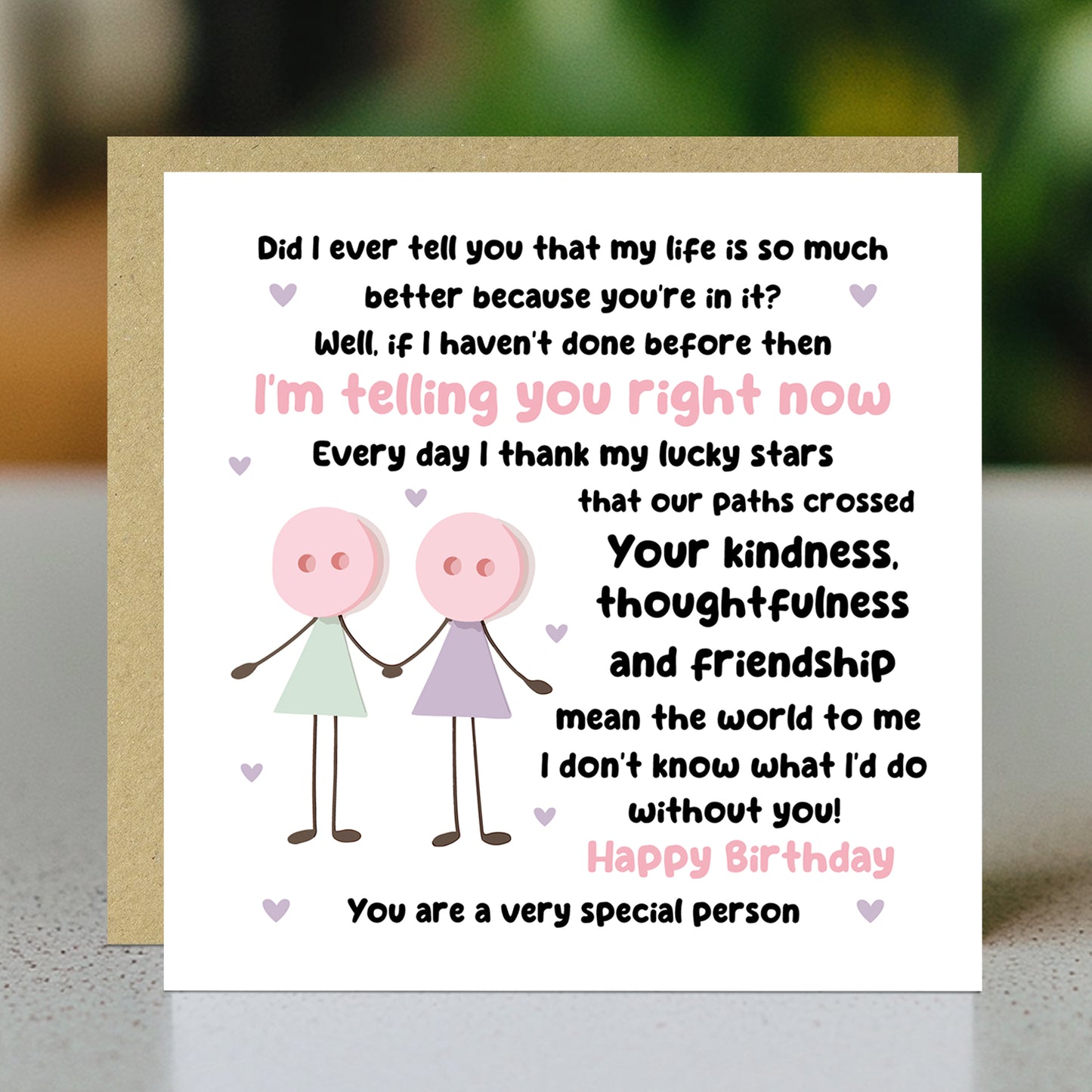 Novelty Card For Best Friend Birthday With Kraft Envelope
