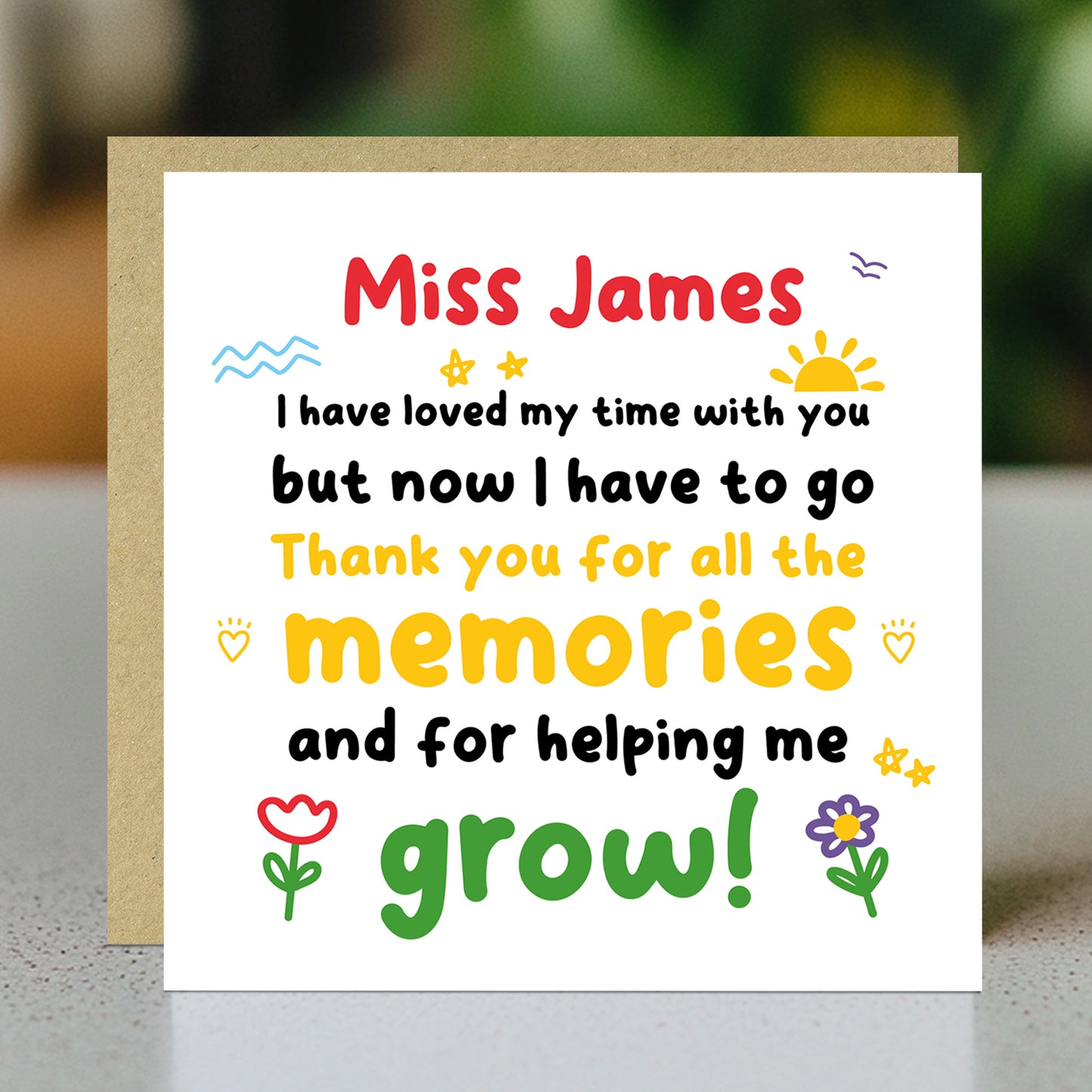 Personalised Teacher Appreciation Card For Teacher Thank You