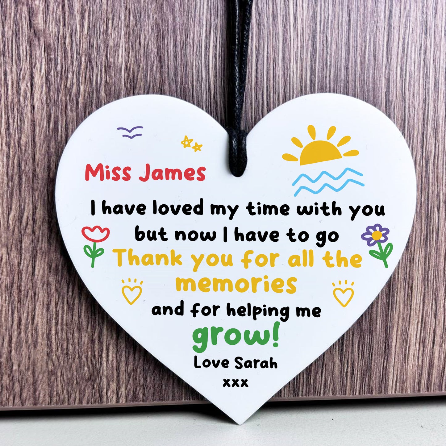 Gift For Teacher Nursery Teacher Heart Plaque Personalised