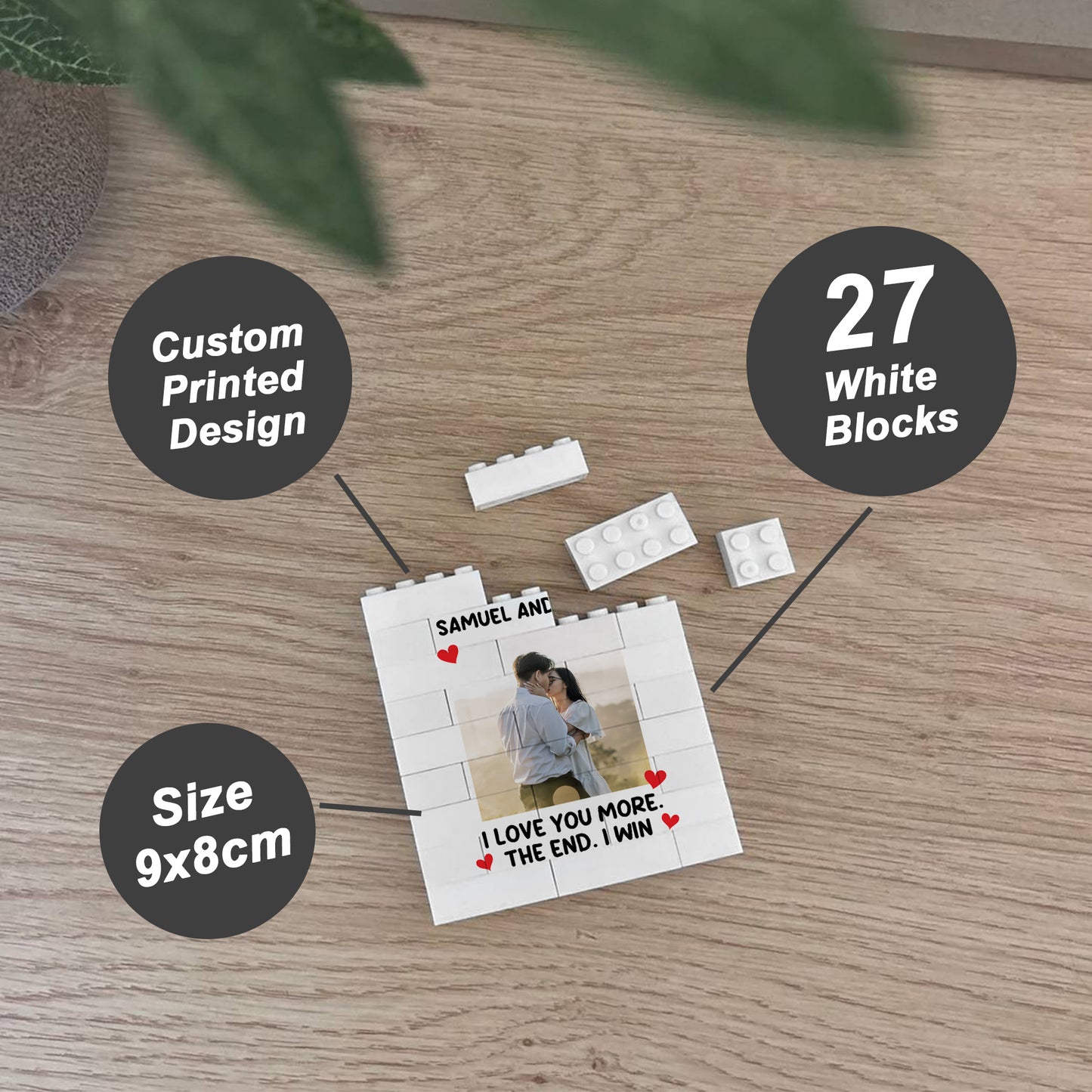 Personalised Photo Block Gift For Boyfriend Girlfriend Husband