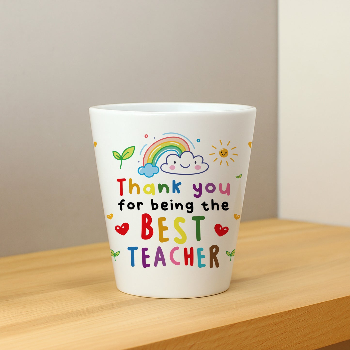 BEST TEACHER GIFT Plant Pot 10cm x 9cm Thank You Gift