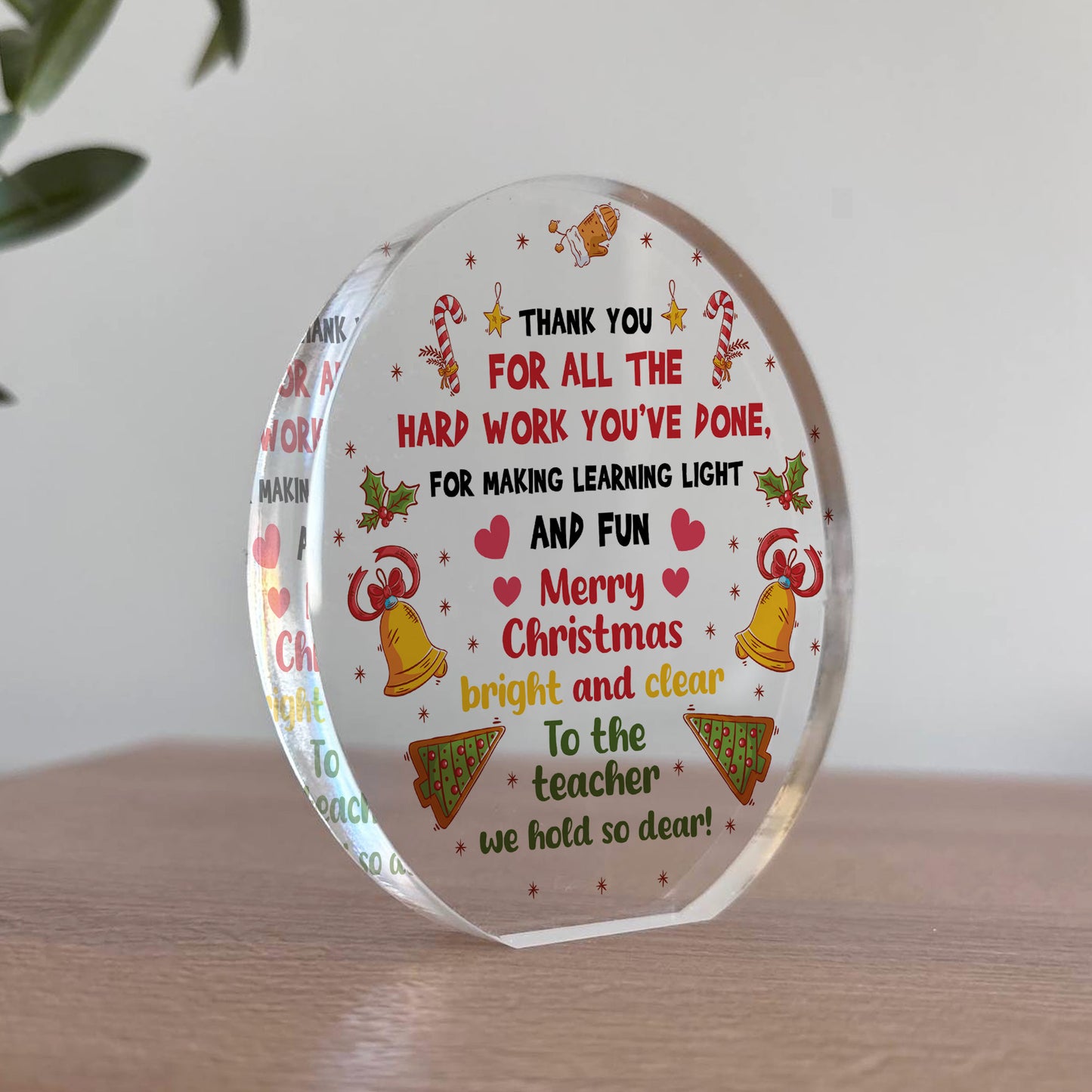 Merry Christmas Gift For Teacher Acrylic Plaque Assistant