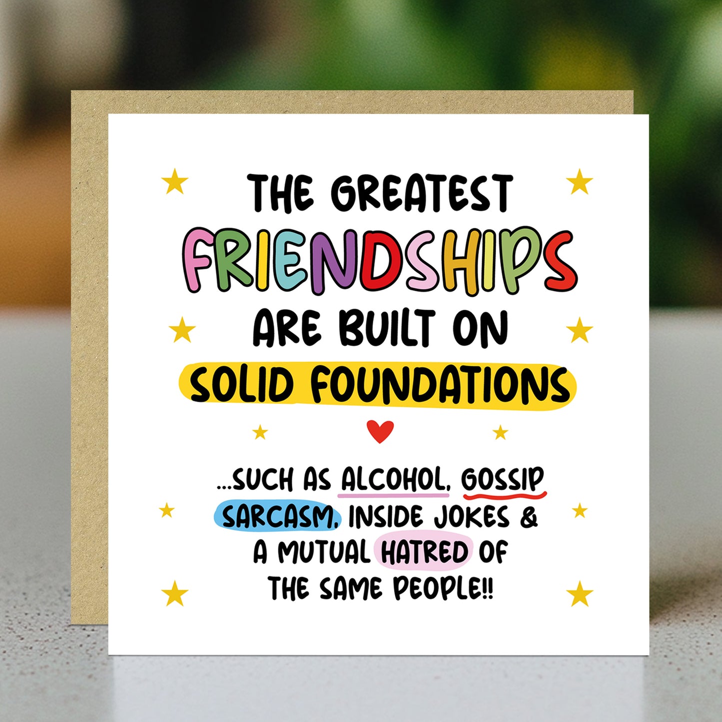 Card For Best Friend FRIENDSHIP Card With Kraft Envelope