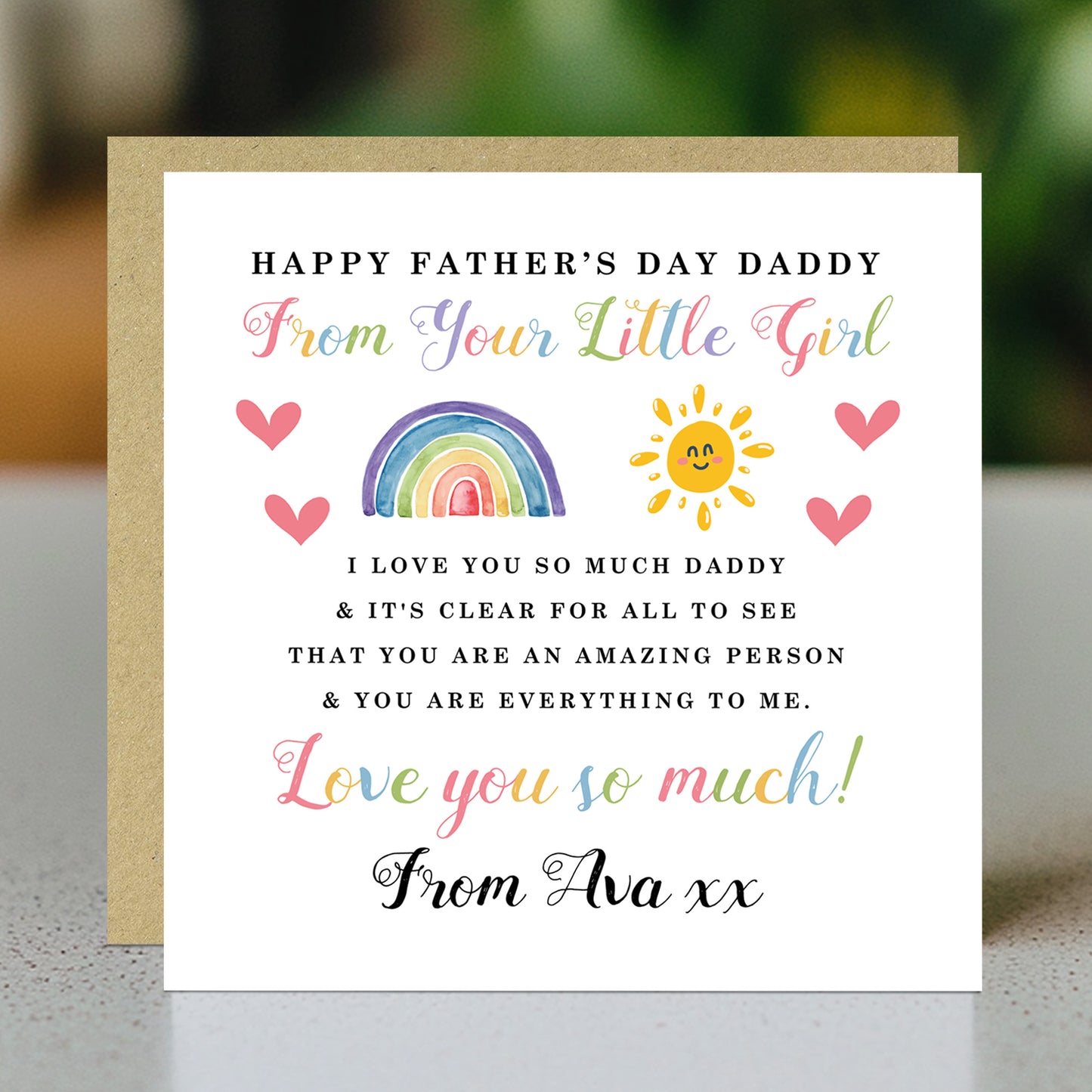 Personalised Fathers Day Daddy Card From Daughter Father's Day