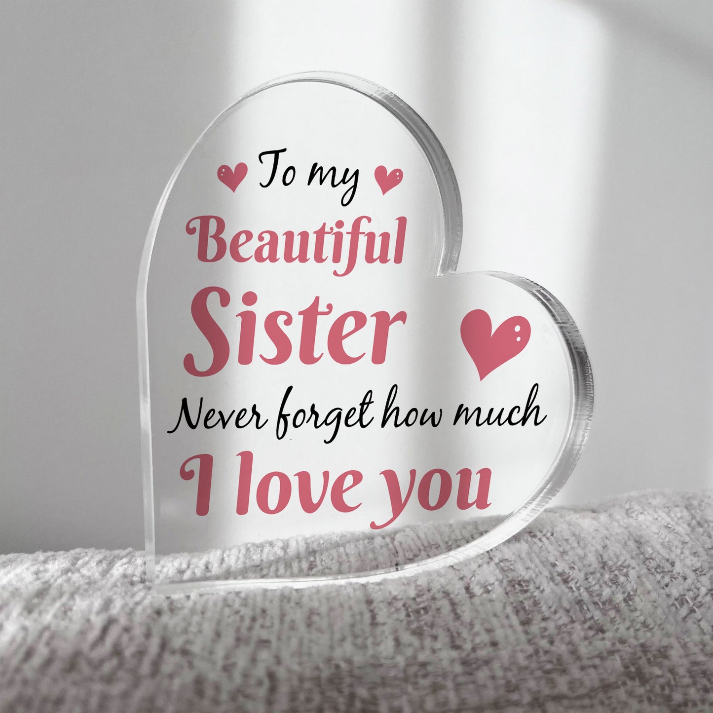 Gifts for Sister Christmas Birthday Gifts Acrylic Heart Plaque