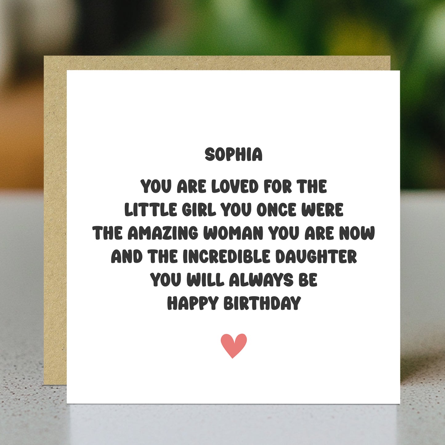 Personalised Daughter Birthday Card With Any Name Card From Mum