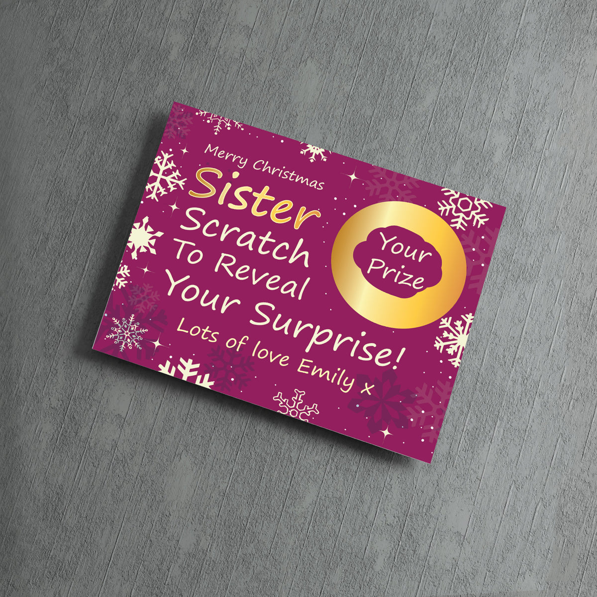 Personalised Sister Christmas Scratch Reveal Card Surprise