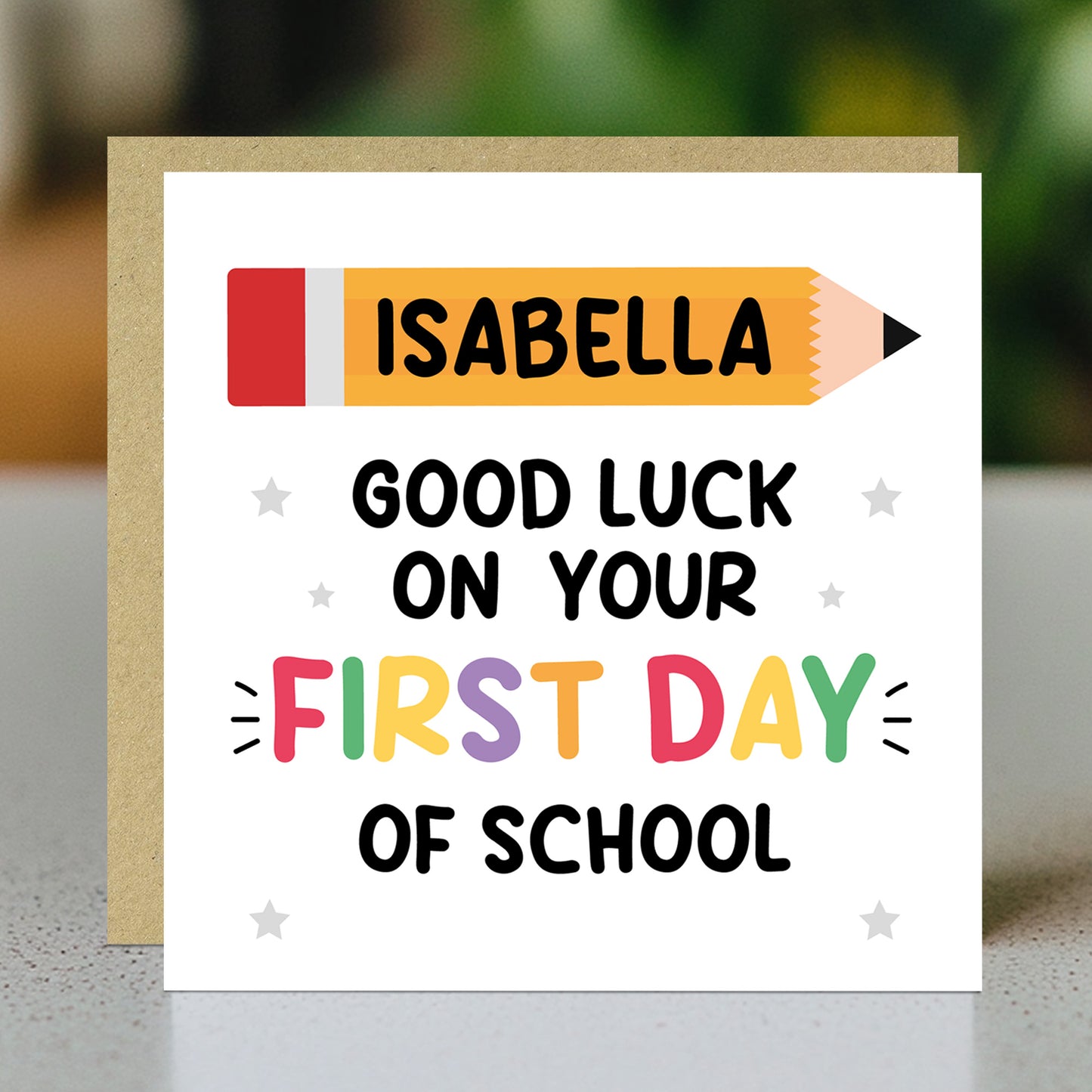Personalised Good Luck On Your First Day of School Card For Son