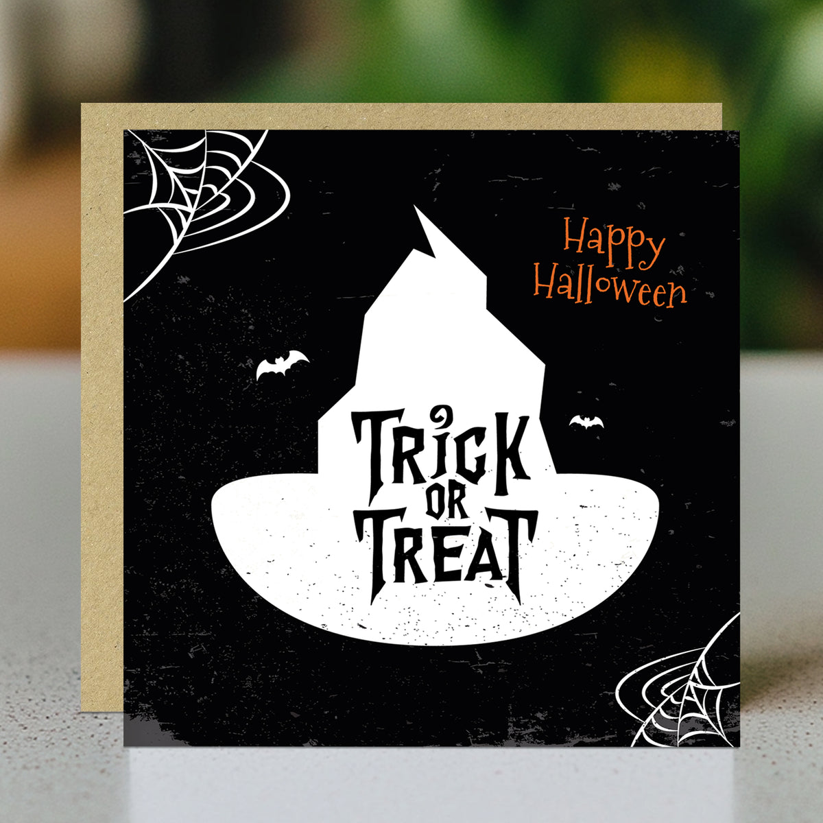 Trick Or Treat Greetings Card With Kraft Envelope Halloween Card