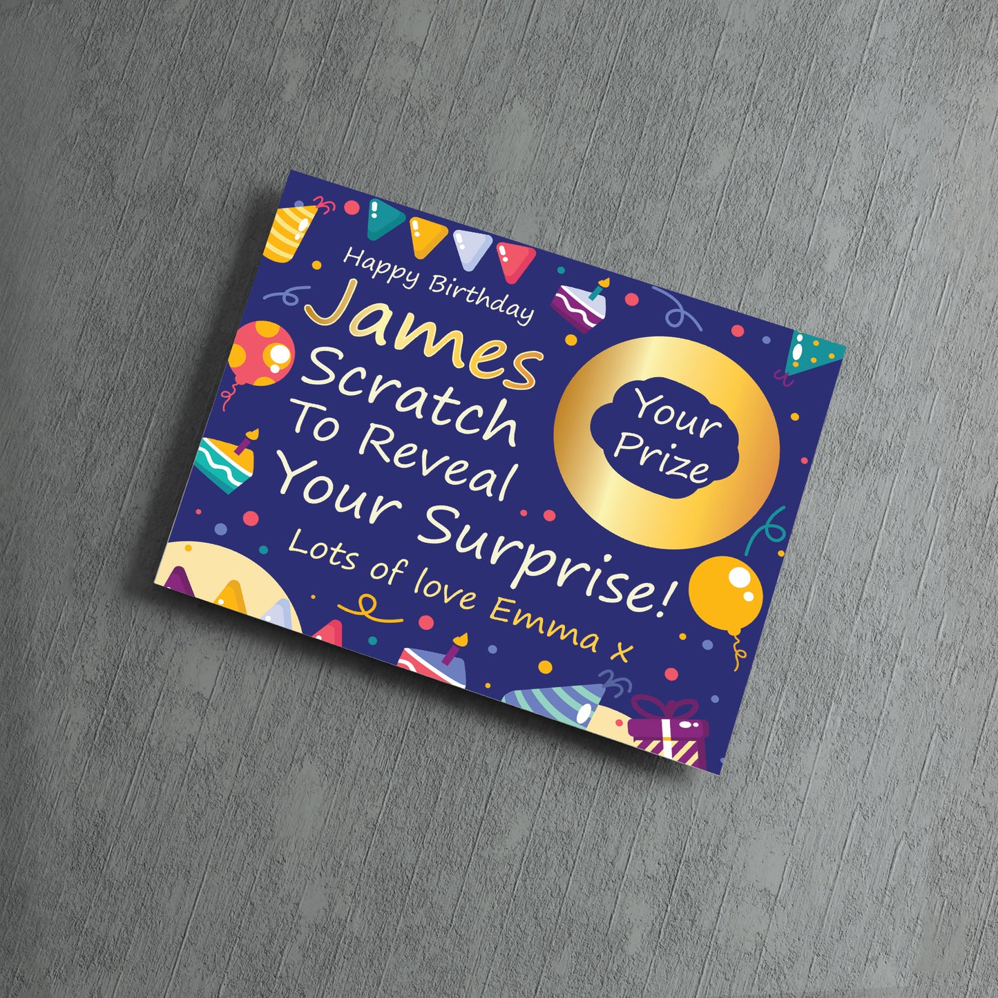 Personalised Birthday Surprise Reveal Scratch Off Card Prize