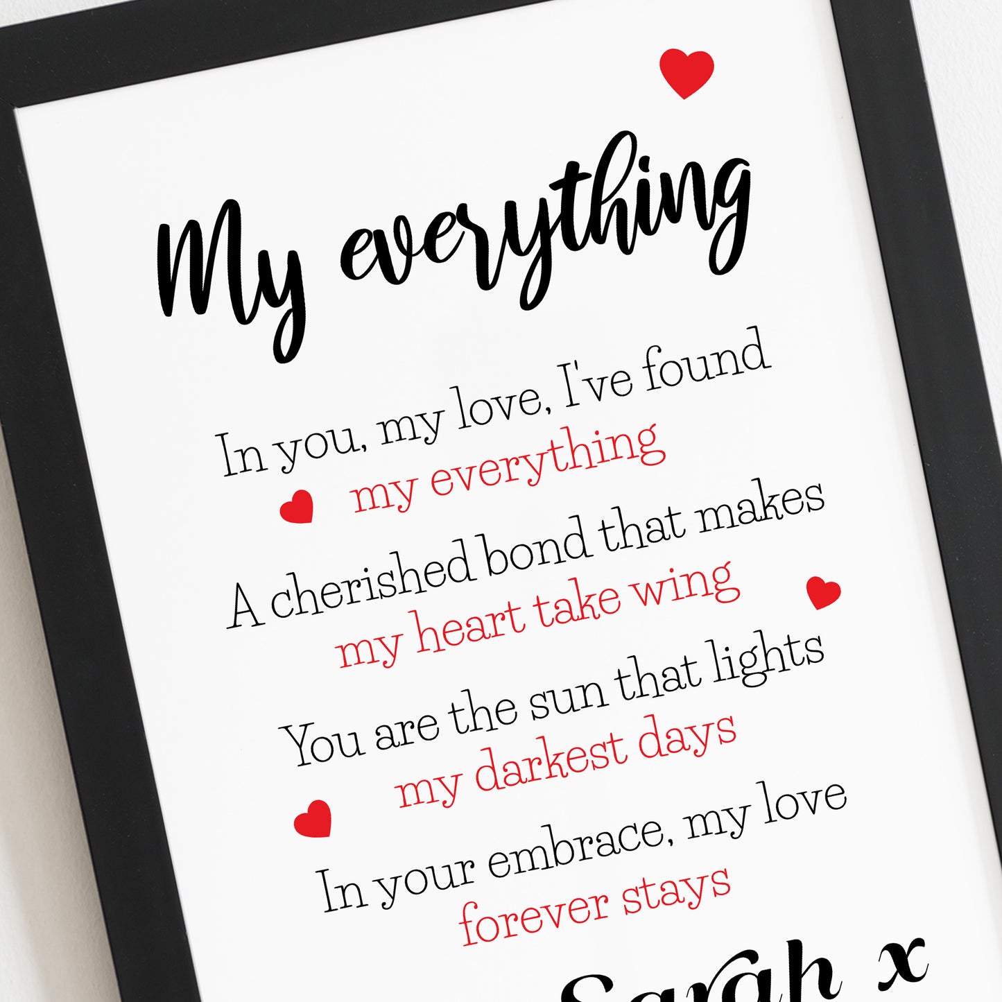 Gift For Husband Wife MY EVERYTHING Framed Print Personalised
