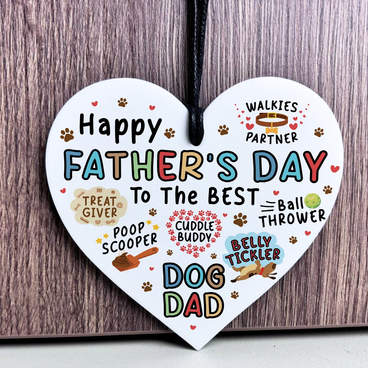 Fathers Day Gift From Dog Funny Gift For Dad Hanging Heart