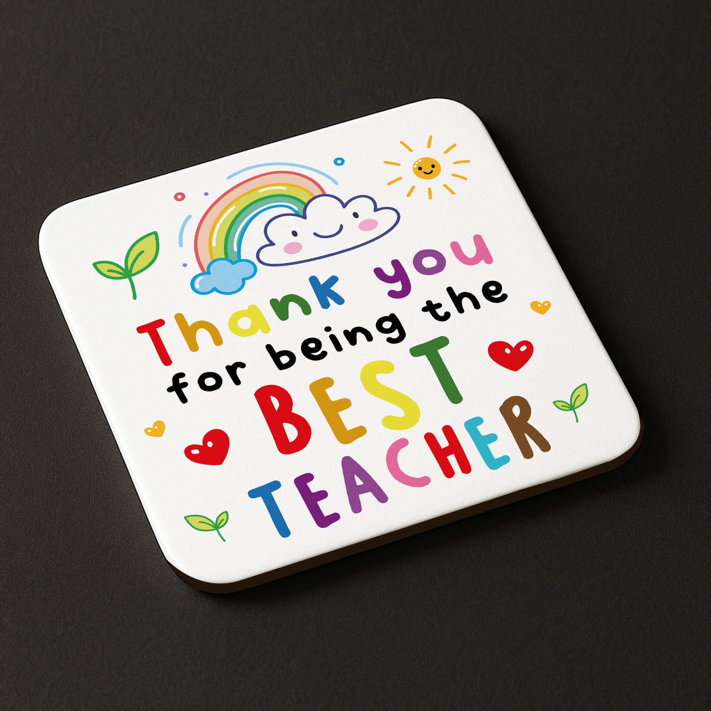 Thank You For Being The Best Teacher Coaster Appreciation Gift