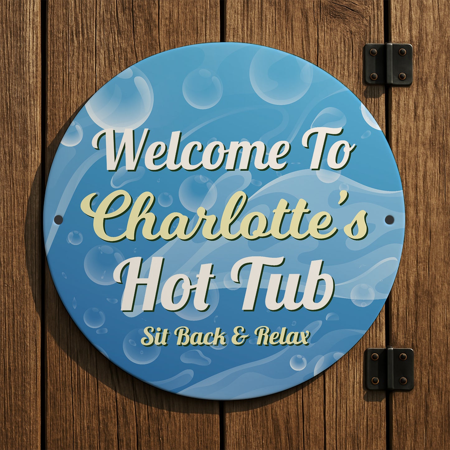Personalised Welcome To Hot Tub Sign For Outdoor Wall Mounted