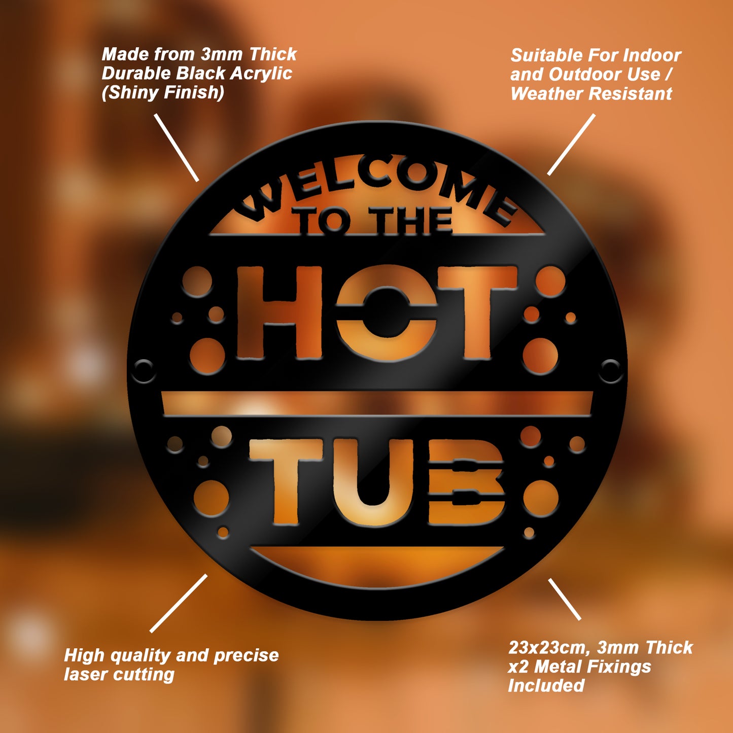 Hot Tub Welcome Sign For Garden Outside Hot Tub Decor 23x23cm