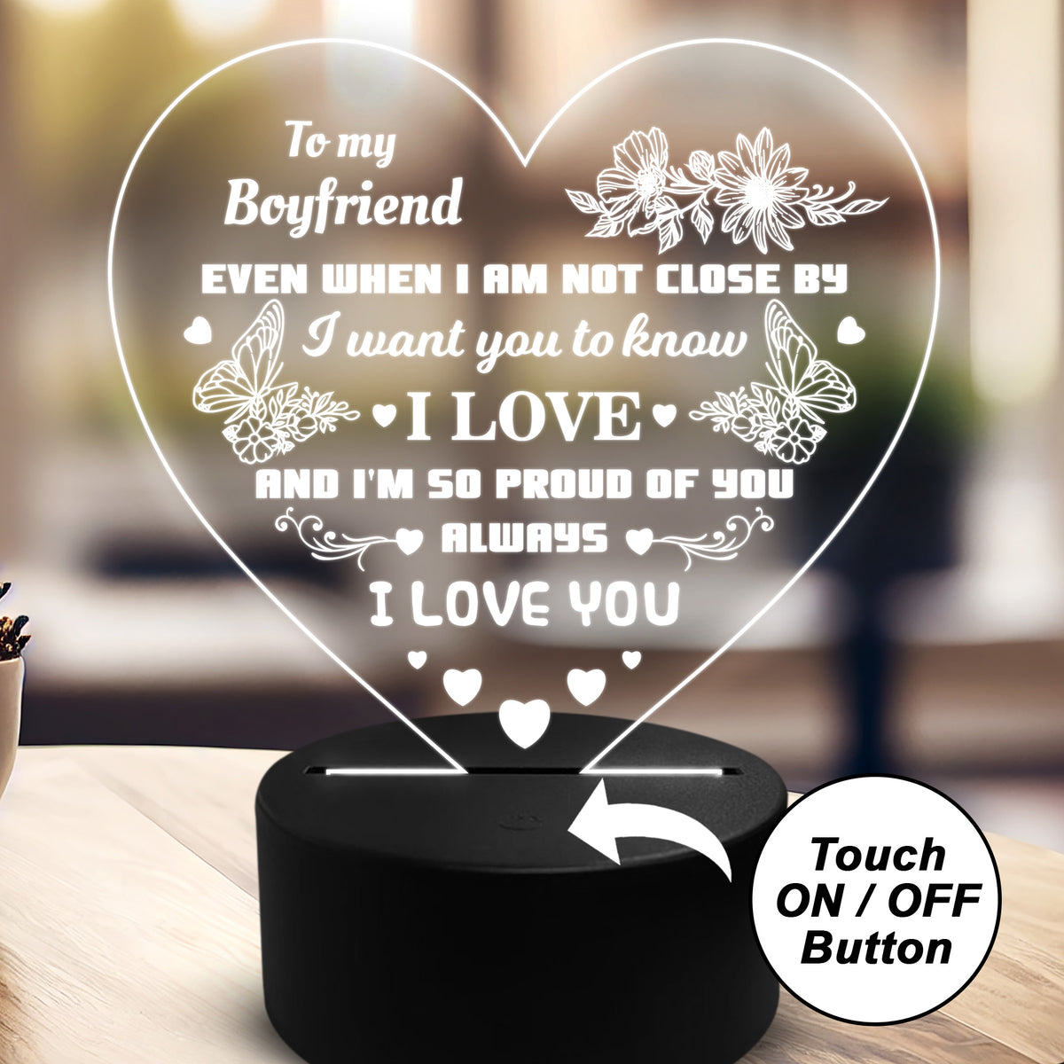 To My Boyfriend Gifts from Girlfriend 3D Illusion Lamp Love You