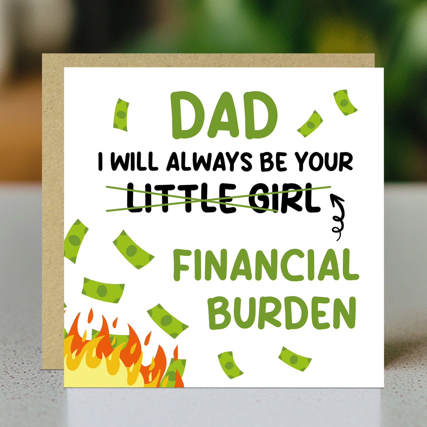 Funny Joke Dad Card From Daughter Little Girl Financial Burden