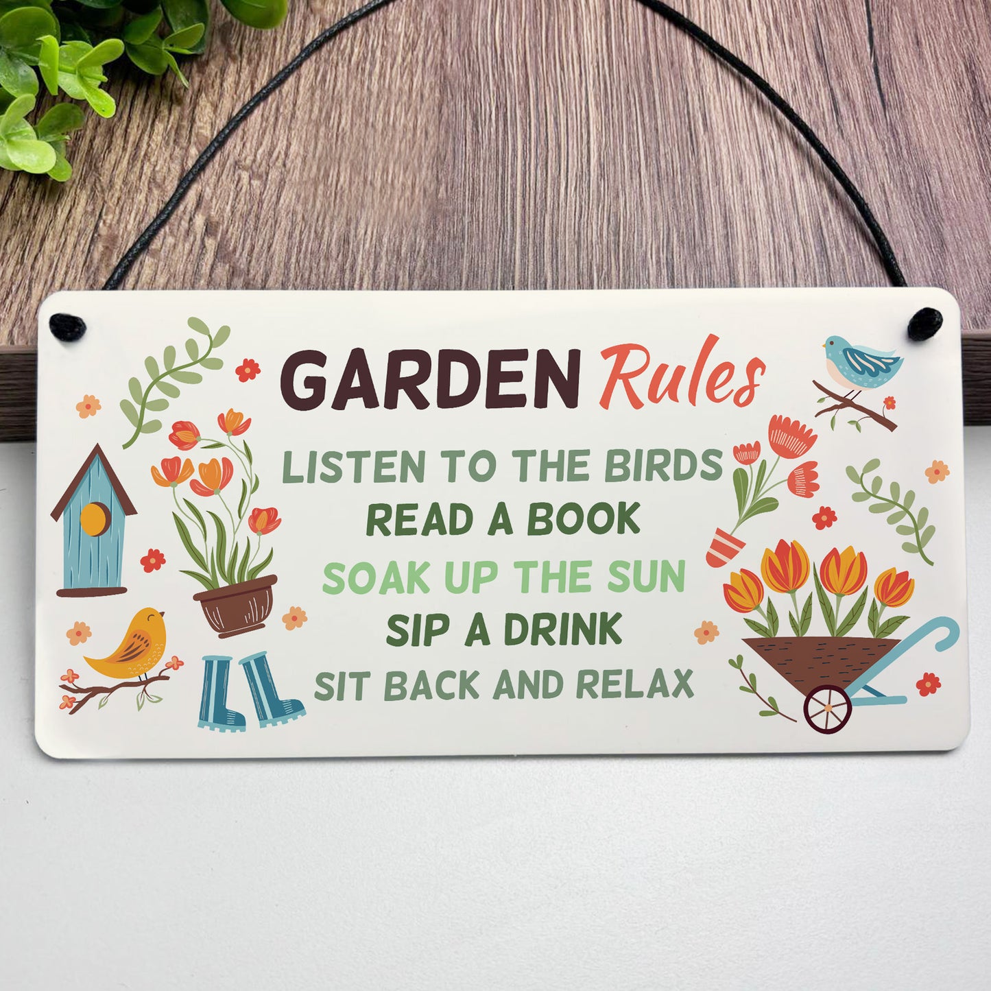 Garden Sign For Outside Hanging Robin Garden Rules Sign