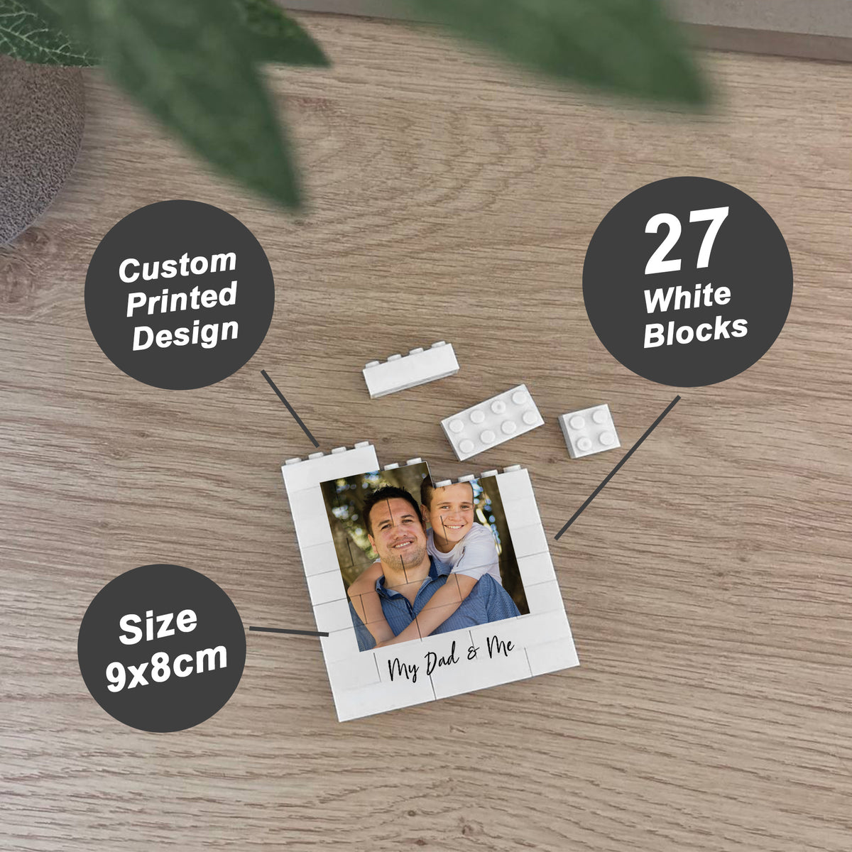 Personalised My Dad & Me Brick Photo Block Gift for Dad
