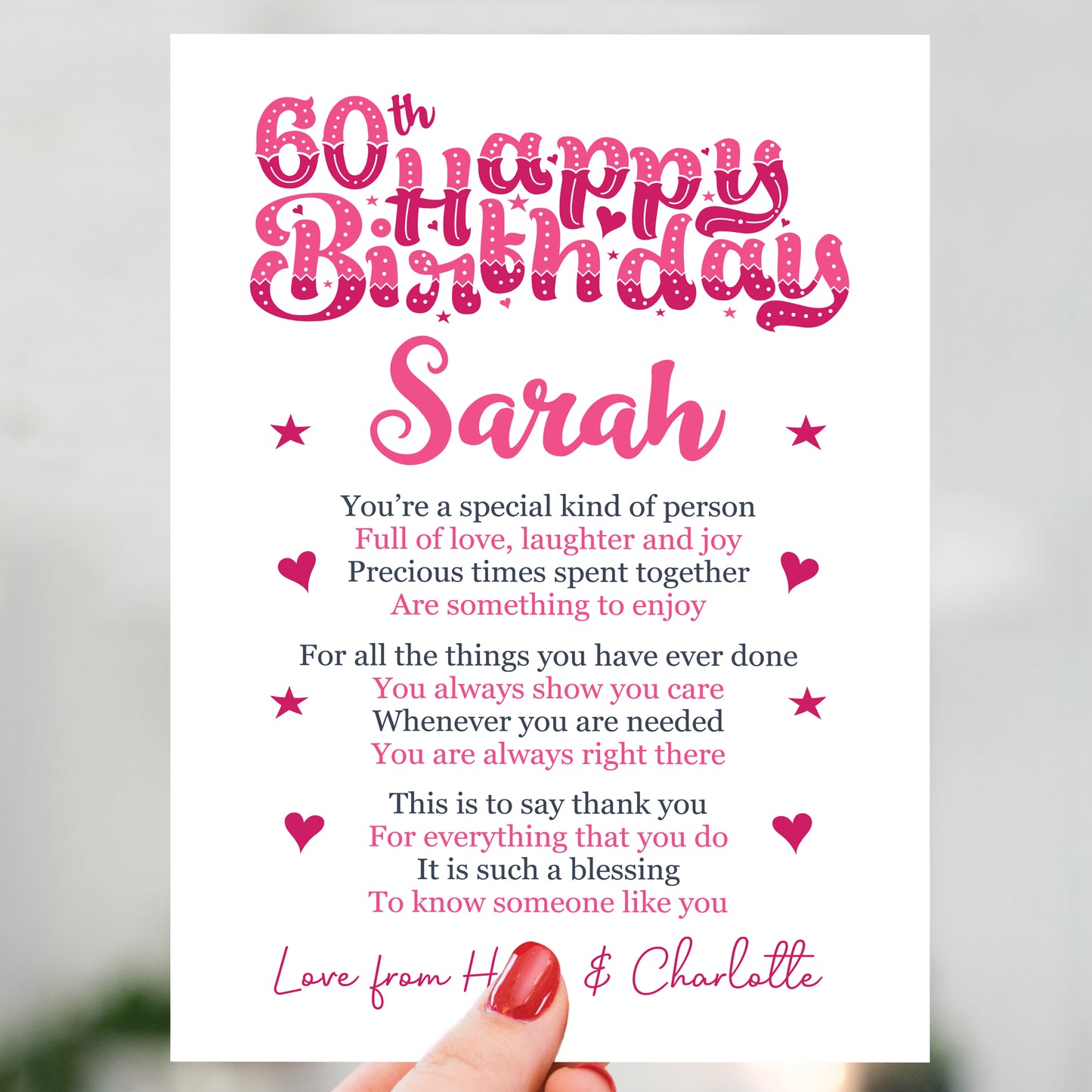 PERSONALISED 60th Birthday Gifts For Her Gift For Daughter
