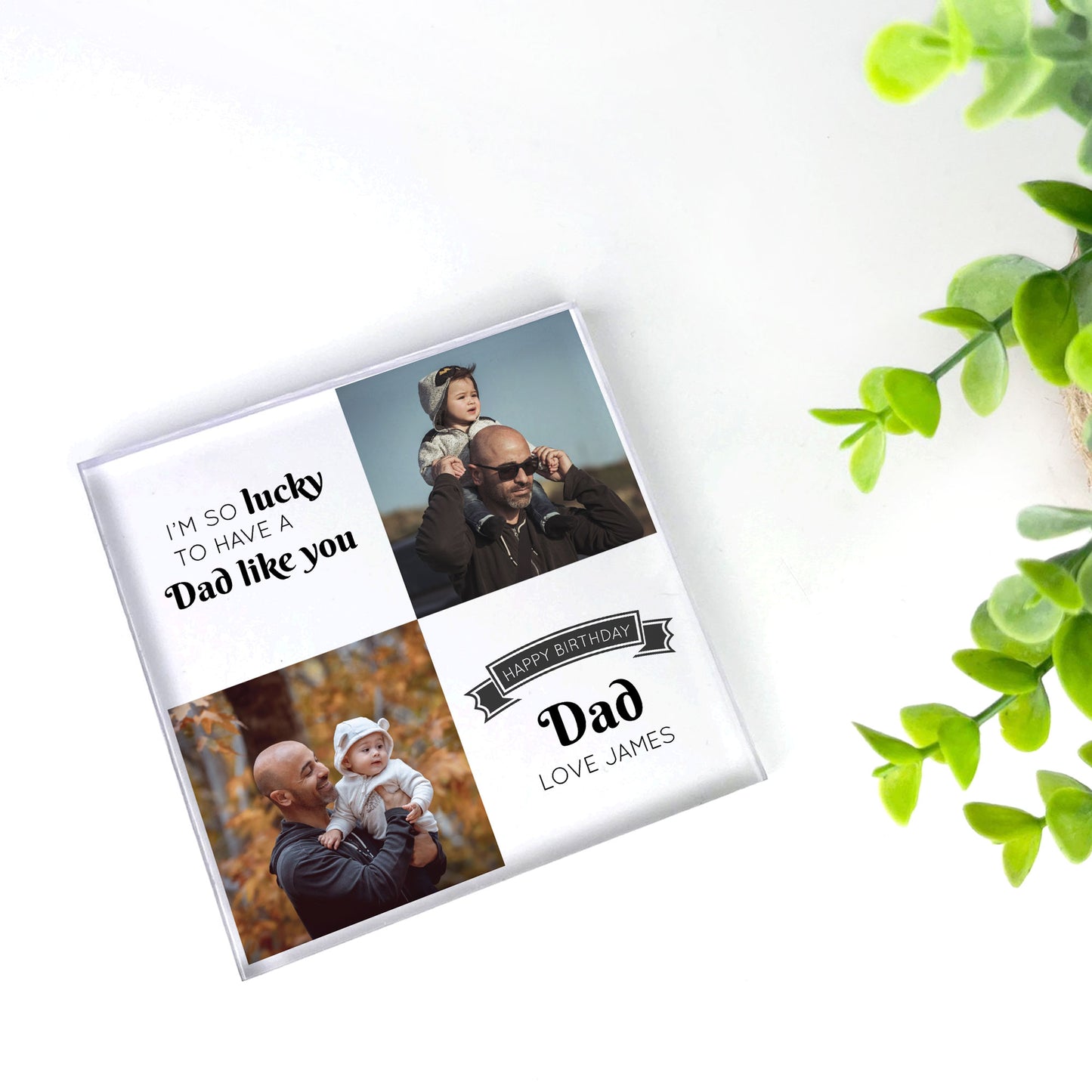 Personalised Dad Photo Gift Acrylic Block Dad Gift For Birthday