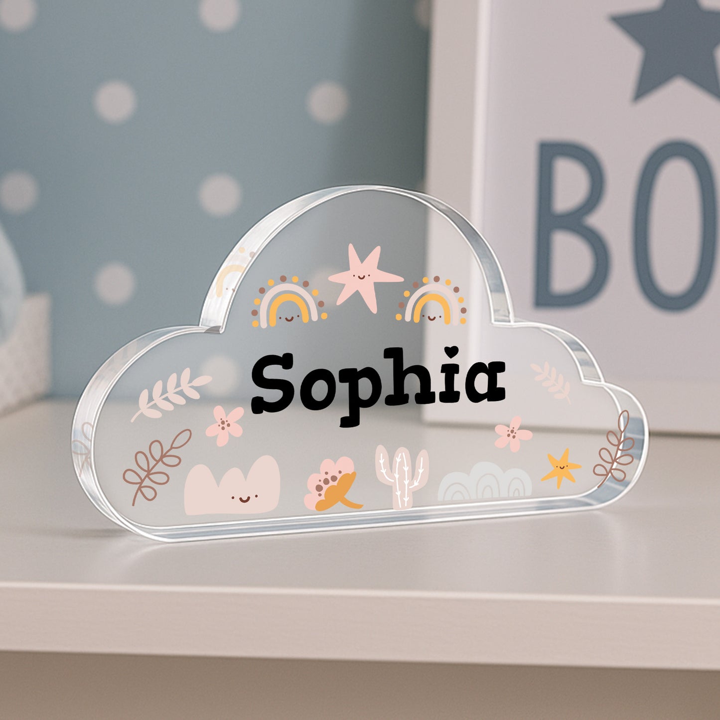 Personalised Nursery Decor Acrylic Cloud Plaque For Daughter