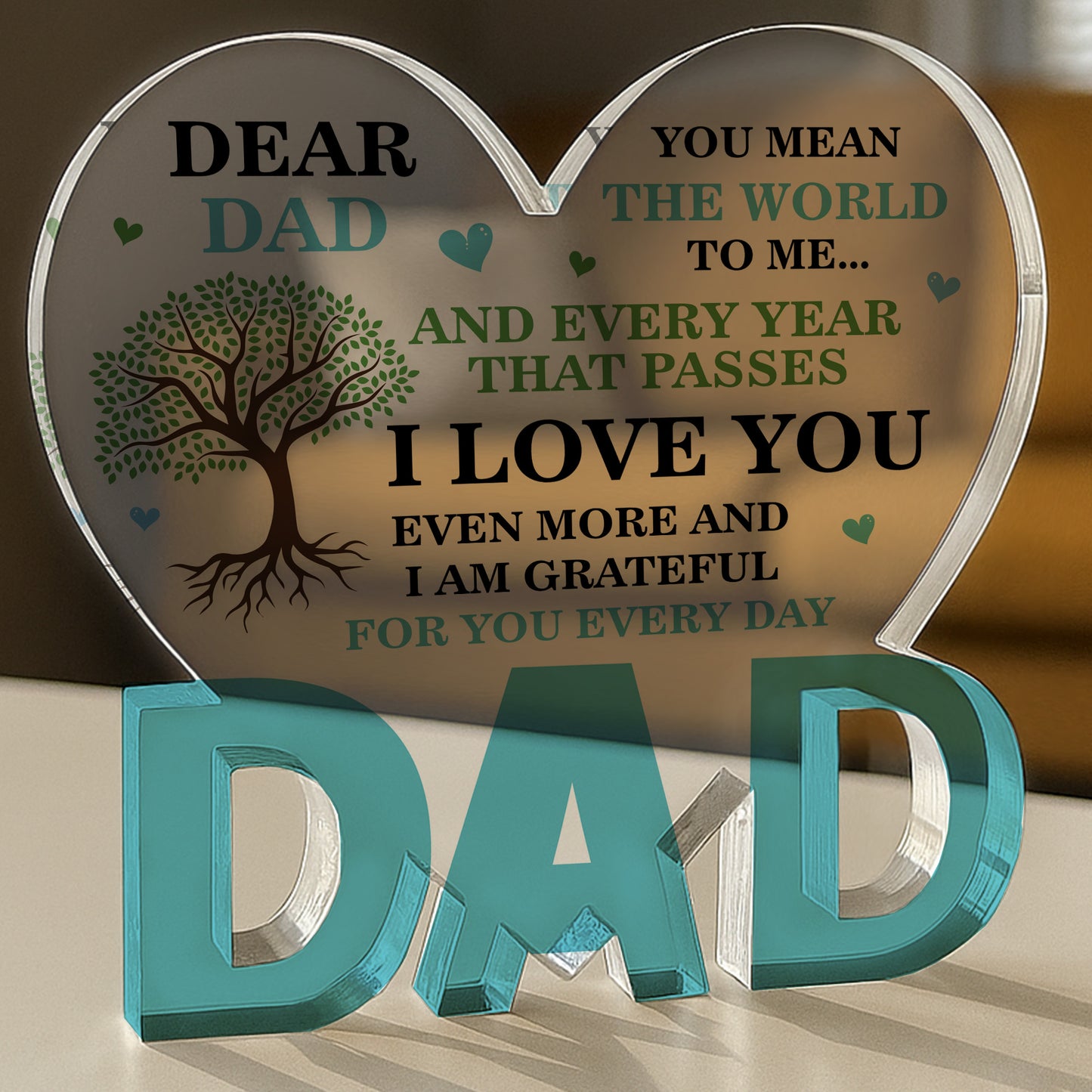 Dad Gifts For Dad Acrylic Heart Plaque 10cm x 10cm Dad Birthday