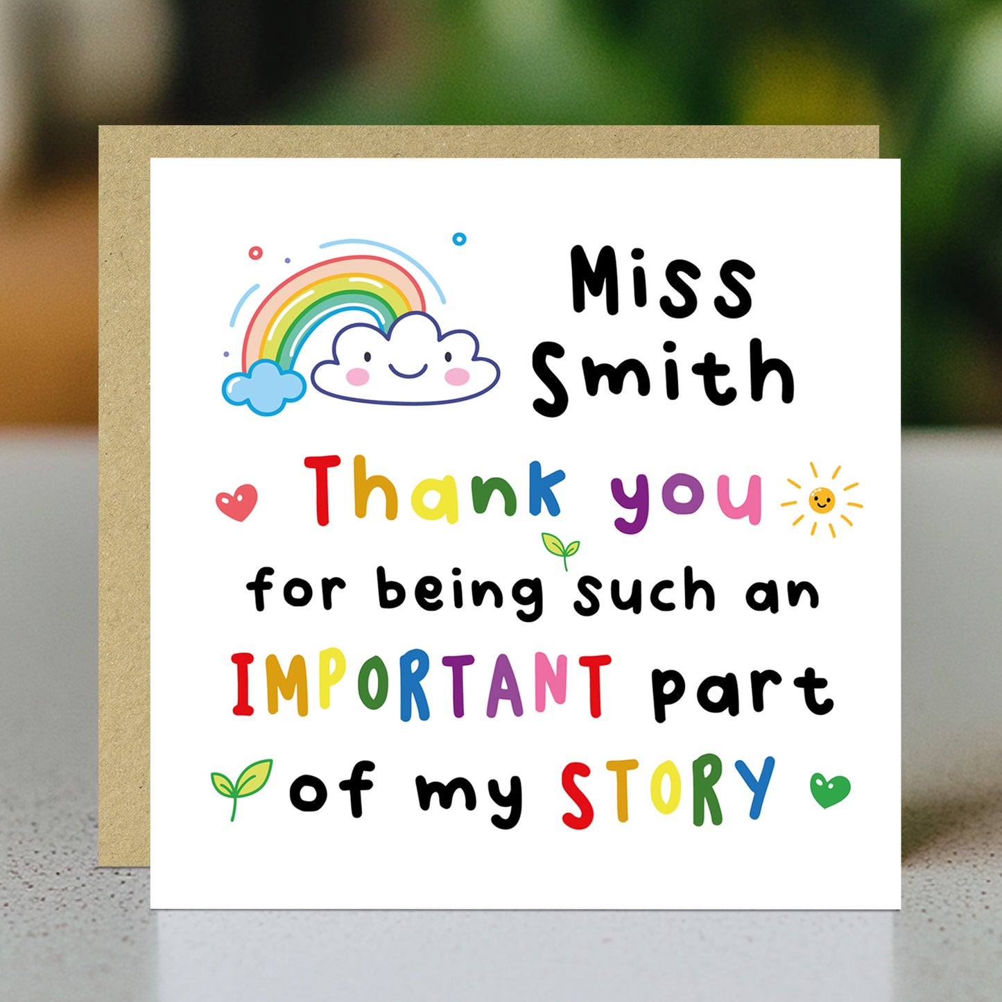 PERSONALISED Thank You Cards for Teacher Part Of My Story