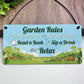 Novelty Garden Signs For Outdoor Cute Garden Rules Sign For Shed