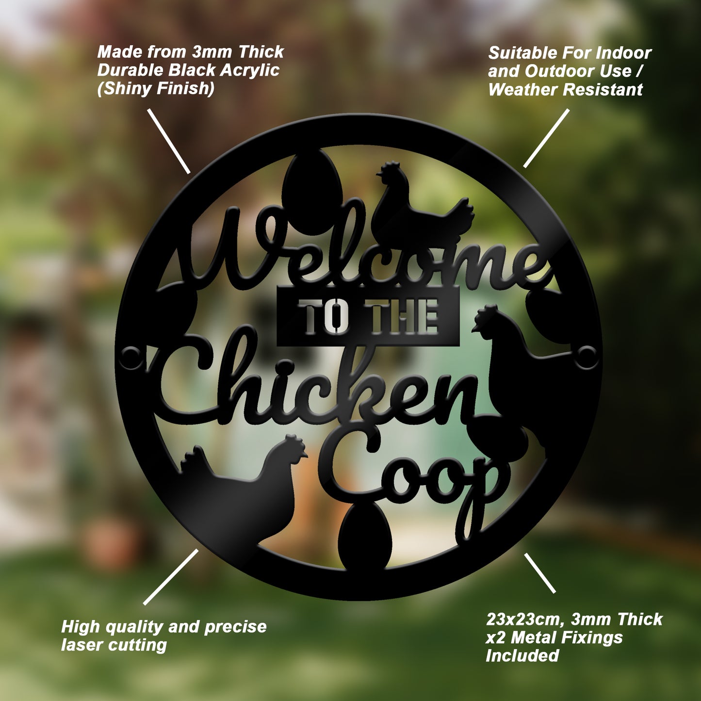 Chicken Coop Sign Wall Mounted Chicken Coop Decor Plaque 35x35cm