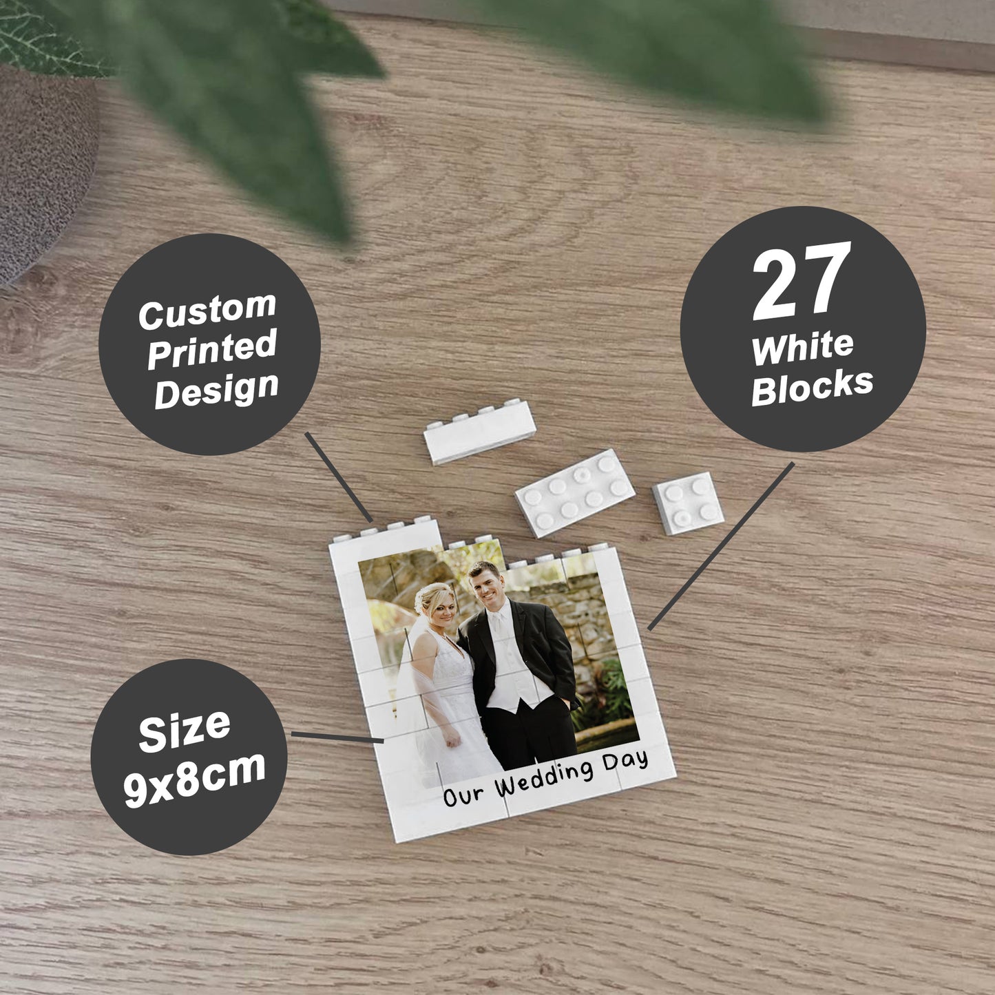 Personalised Our Wedding Day Gift Photo Building Block Mr & Mrs