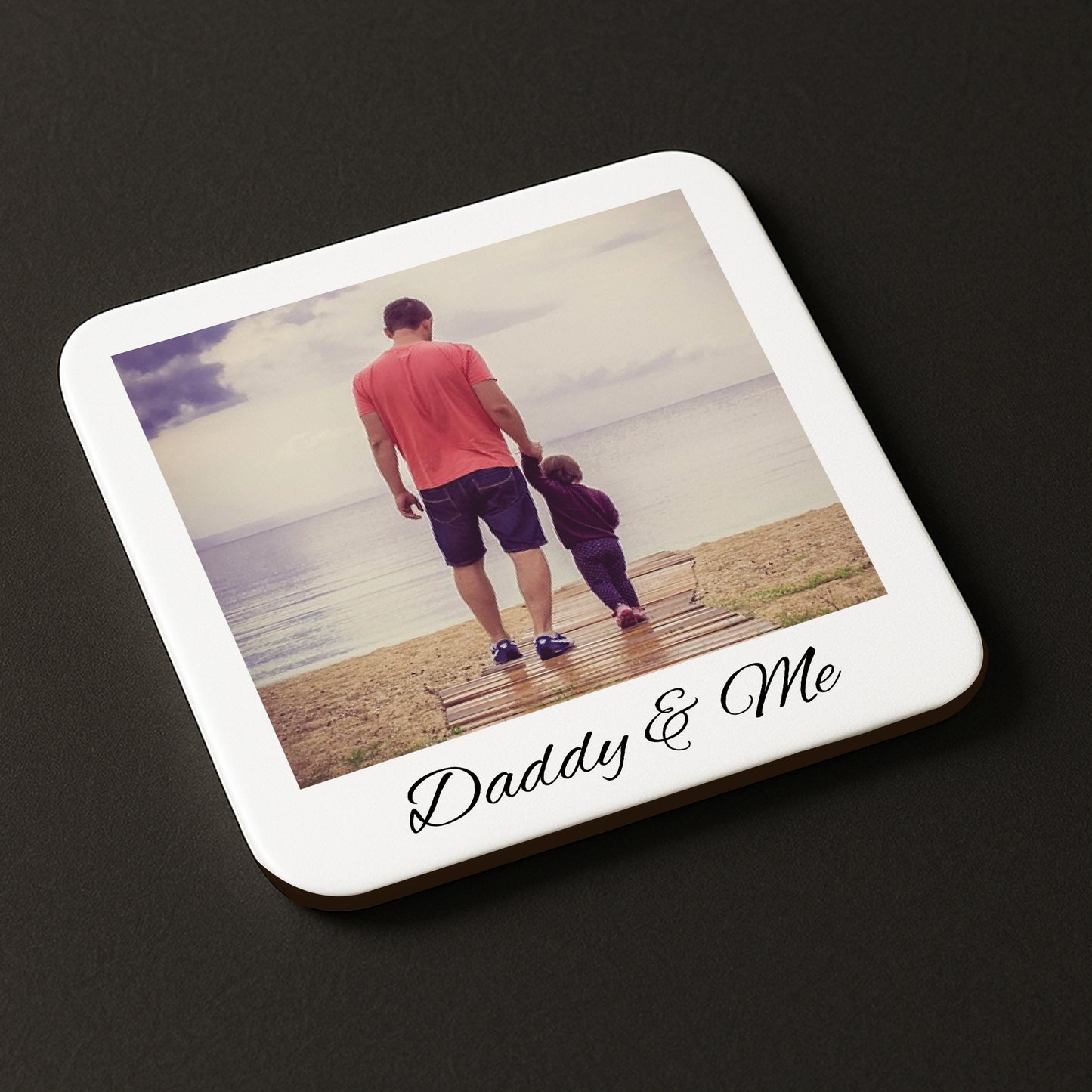 Personalised Daddy Gift Daddy And Me Photo Coaster Gift