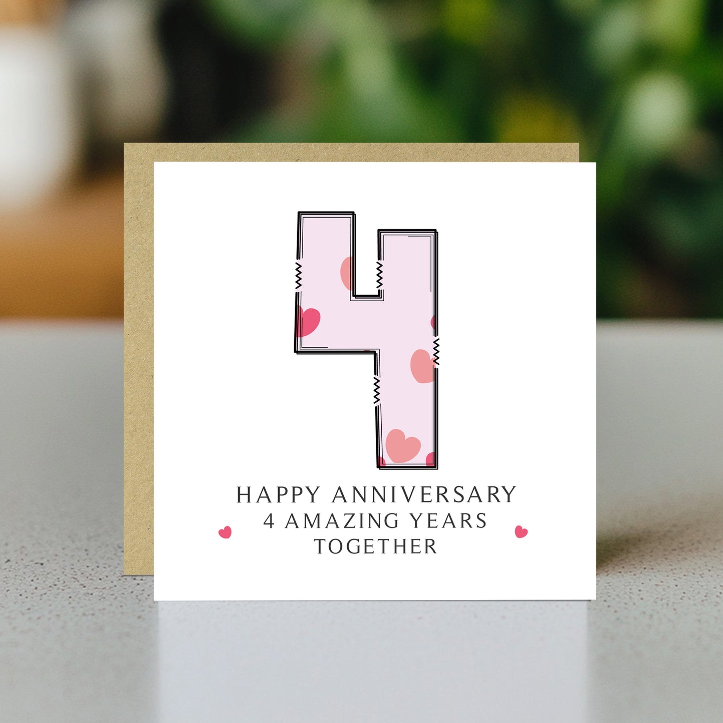 4th Wedding Anniversary Card With Envelope 4th Anniversary Card