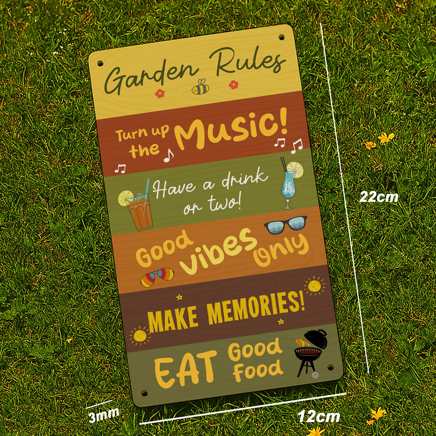 Garden Sign For Outside Funny Garden Rules Sign 22x12cm Acrylic