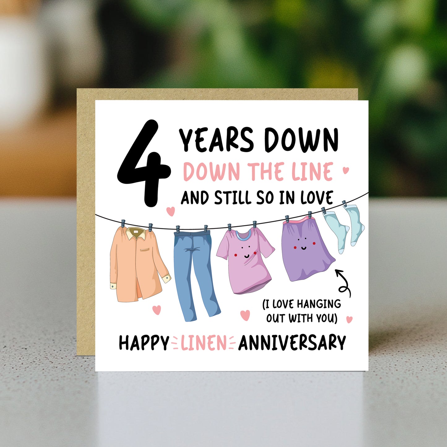 Funny Linen Anniversary Card For Husband Wife 4th Anniversary