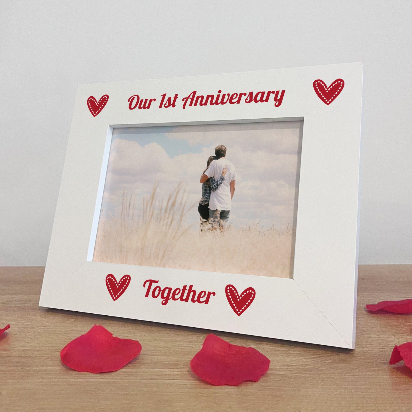 Our 1st First Anniversary 7x5 White Frame Gift For Couples