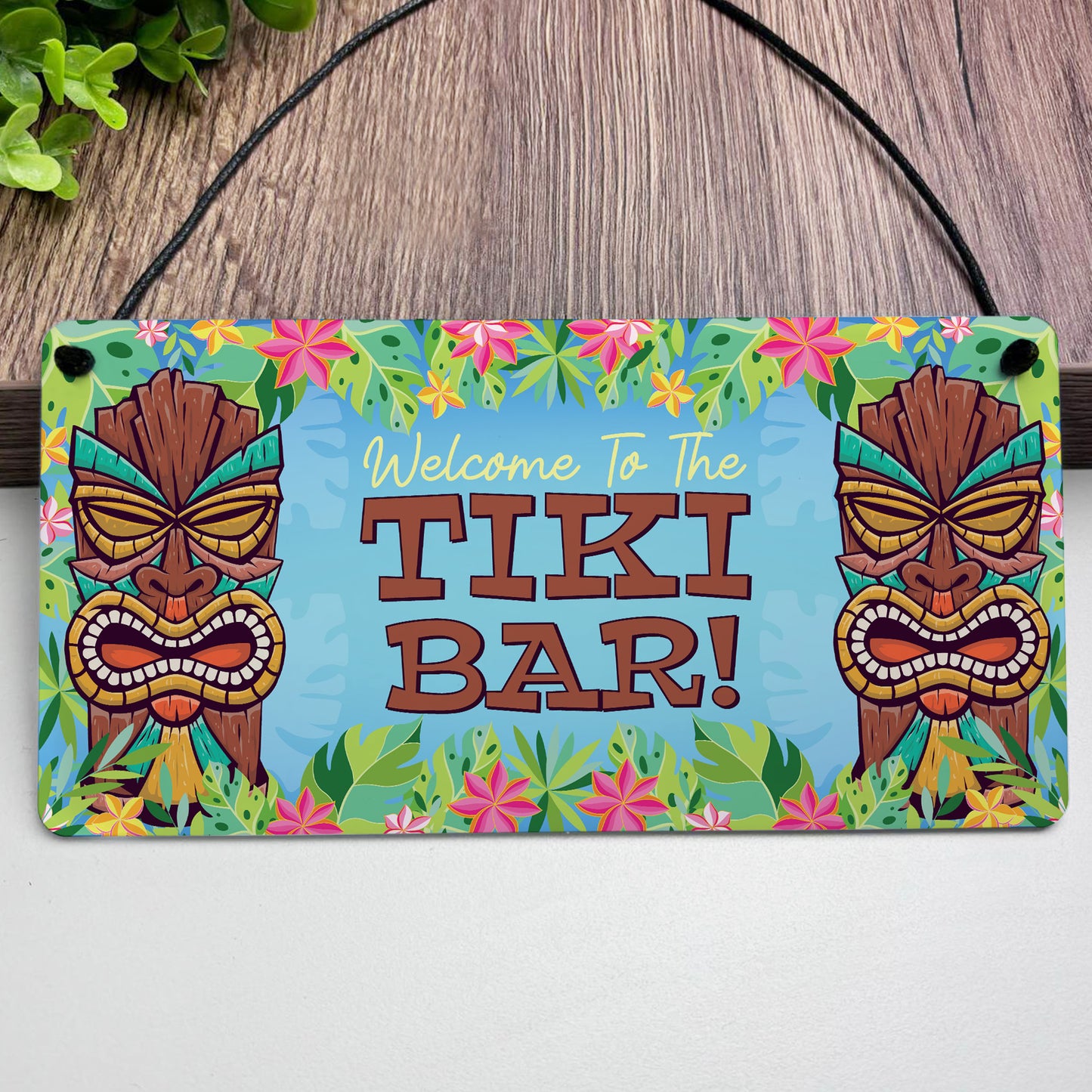 Welcome To The Tiki Bar Sign For Home Bar Hanging Wall Door Sign