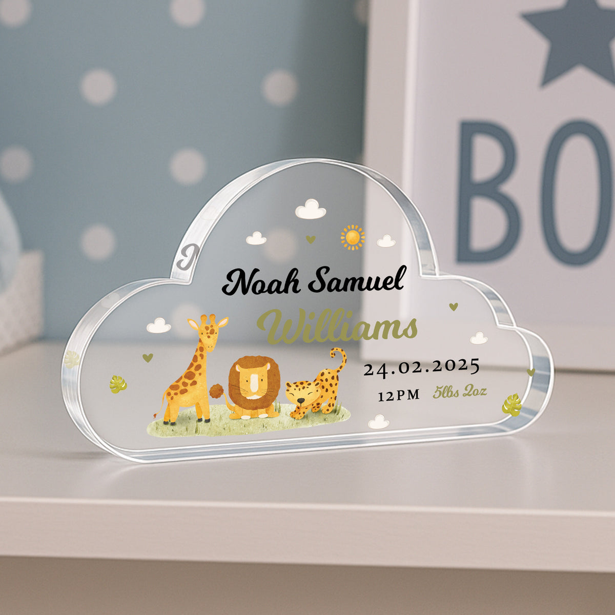 Gift For Son Godson Nephew Grandson Baby Boy Cloud Birth Details