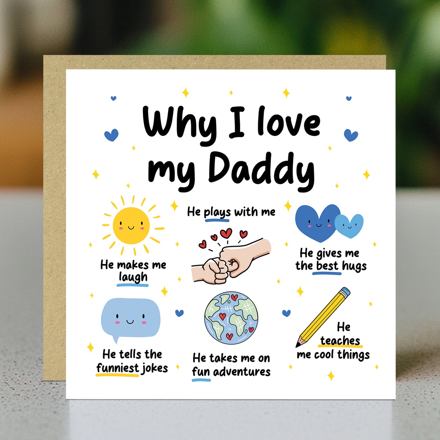 Daddy Card Why I Love Daddy Card Birthday Card for Daddy