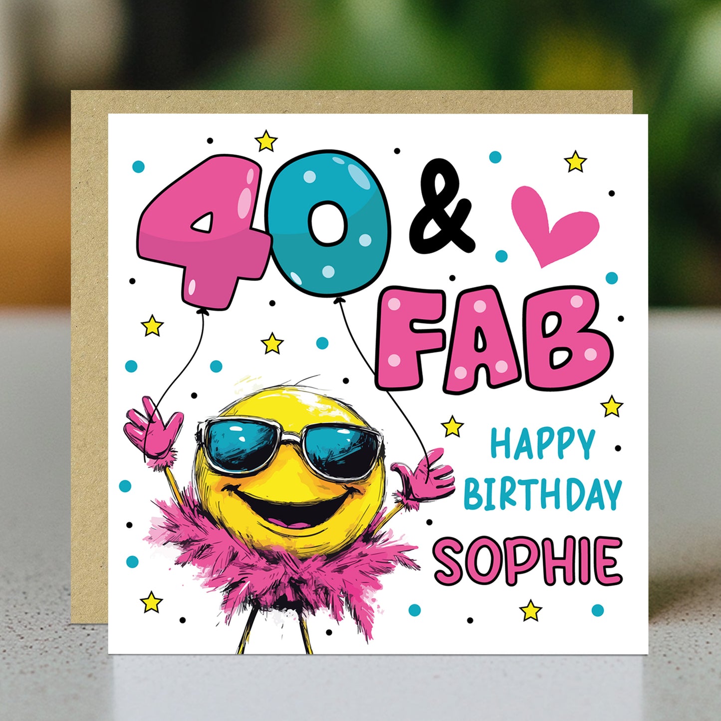 Personalised 40th Birthday Card For Women 40 And Fab For Mum